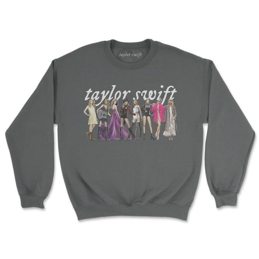 Taylor Swift Eras Crewneck Sweatshirt Pullover Dark Gray Limited Edition